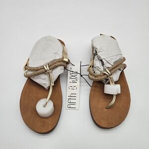 fifth & luxe Light Gold Embellished Thong Sandals Women's Size 7 Flat Flip Flops